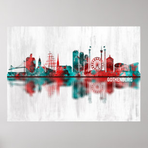 Gothenburg Sweden Skyline Poster