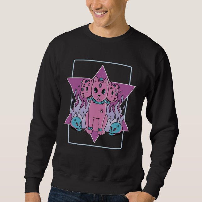 Gothic 3 Heads Cats Sweatshirt (Front)