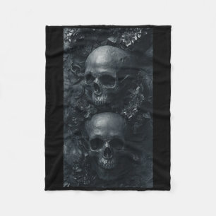 Gothic Aesthetic Grunge Skull Art Botanical Edgy Fleece Blanket