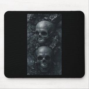 Gothic Aesthetic Grunge Skull Art Botanical Edgy Mouse Pad