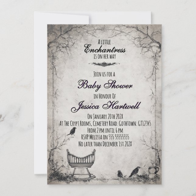 Gothic Alternative Girl Baby Shower Invitation (Front)