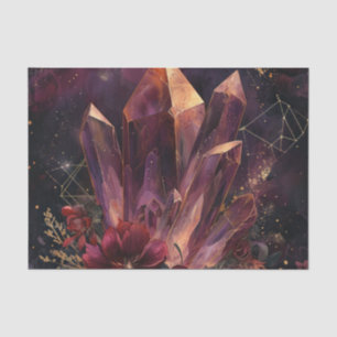 Gothic Amethyst Floral Galaxy Pattern Tissue Paper