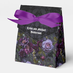 Gothic and Moody Purple Floral Wedding Favour Box