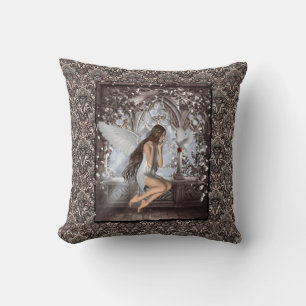 Gothic Angel and Her Dove Cushion