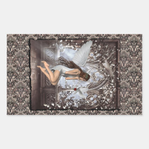 Gothic Angel and Her Dove Rectangular Sticker
