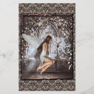 Gothic Angel and Her Dove Stationery