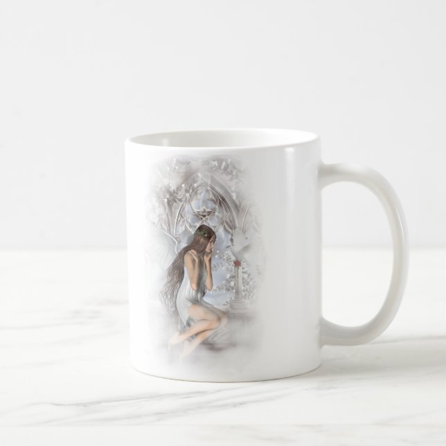 Gothic Angel and Her Dove Vignette Coffee Mug (Right)