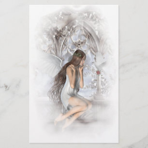 Gothic Angel and Her Dove Vignette Stationery