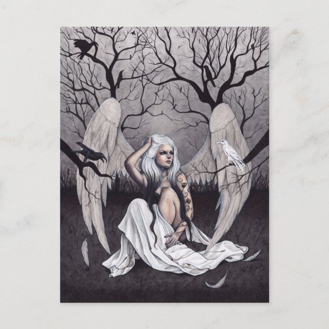 Gothic Angel Black White Hope Despair Postcard (Front)