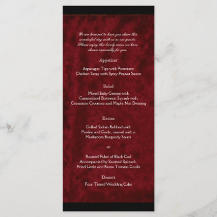 Gothic Angel on Red Velvet Wedding Menu