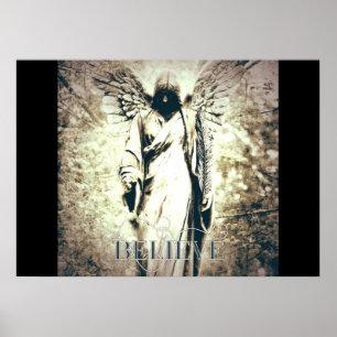 Gothic angel vintage rustic gloomy art believe poster