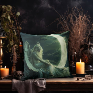 Gothic Angel with Moon Cushion
