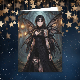 Gothic Anime Fairy Girl   Blank  Card