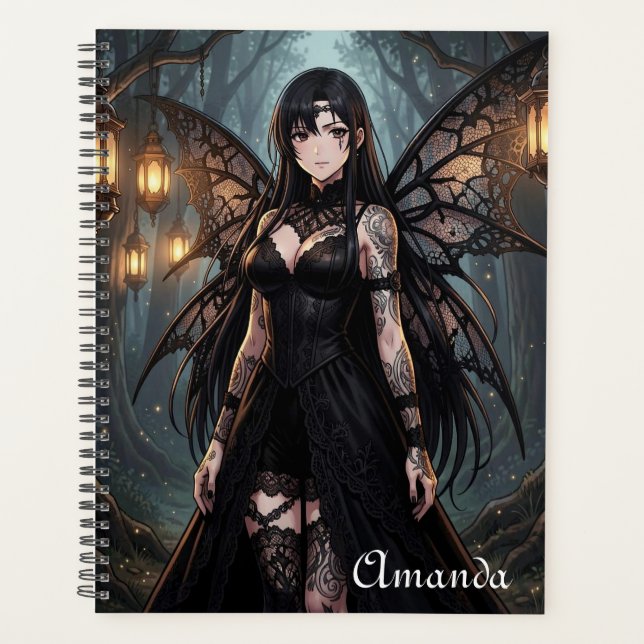Gothic Anime Fairy Girl in Enchanted Forest Planner (Front)