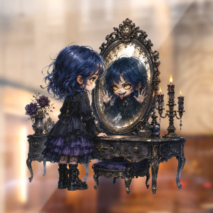 Gothic Anime Girl & Vintage Vanity Mirror