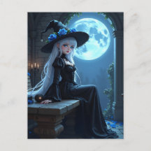 Gothic Anime Witch Full Blue Moon Halloween
