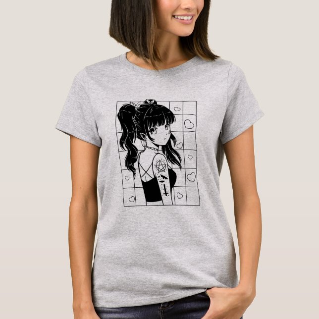 Gothic Anime Woman T-Shirt (Front)