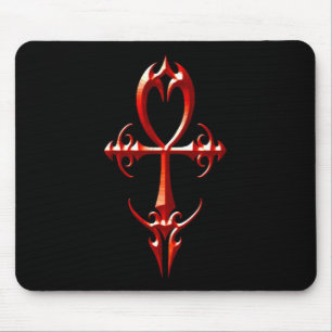 Gothic Ankh, red and black Mouse Pad