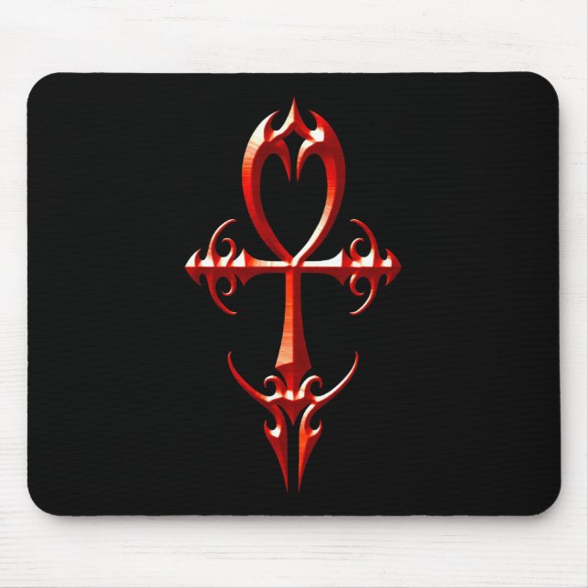 Gothic Ankh, red and black Mouse Pad (Front)