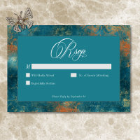 Gothic Antique Teal Gold Damask Wedding
