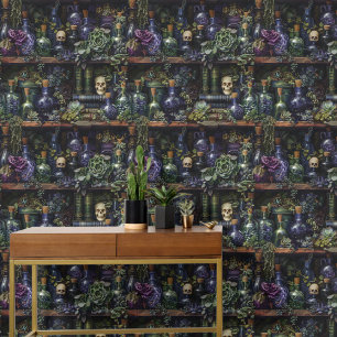 Gothic Apothecary Dark Academia Skull Removable Wallpaper