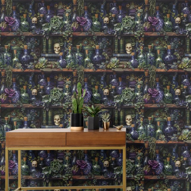 Gothic Apothecary Dark Academia Skull Removable Wallpaper (Creator Uploaded)