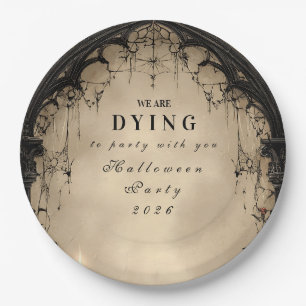 Gothic Arch Candlelight Halloween Paper Plate