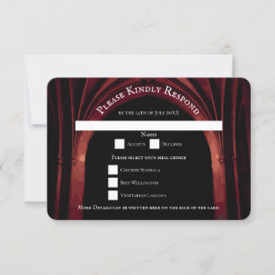 Gothic Arch Elegant Wedding Dark Black Red Invitation