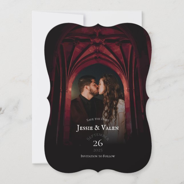 Gothic Arch Elegant Wedding Dark Save the Date Invitation (Front)