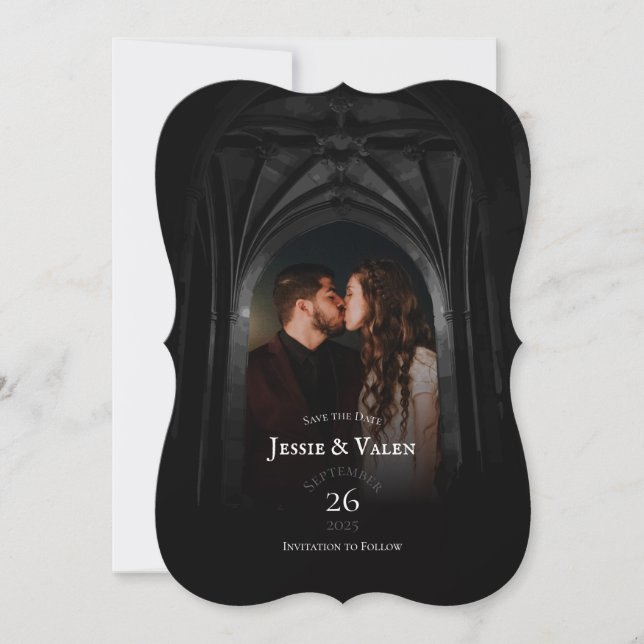 Gothic Arch Elegant Wedding Dark Save the Date Invitation (Front)