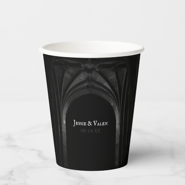 Gothic Arch Elegant Wedding Paper Cups (Front)