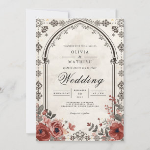 Gothic Arch Floral Romance Wedding Invitation