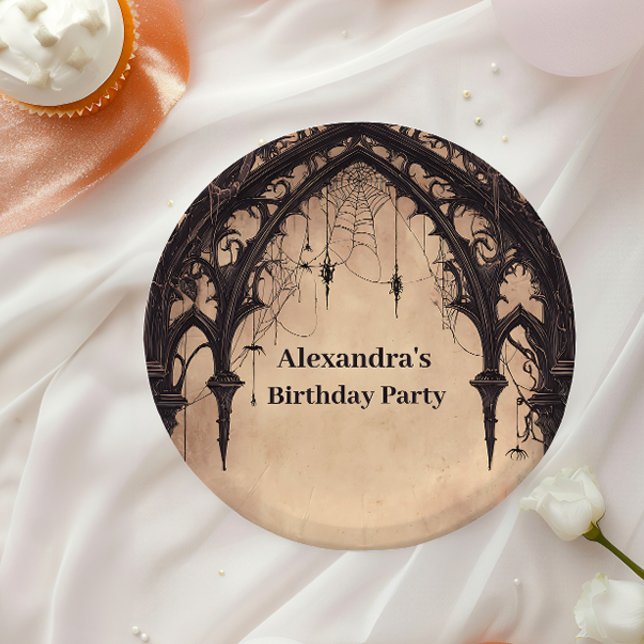 Gothic Arch Midnight Birthday Paper Plate (Creator Uploaded)