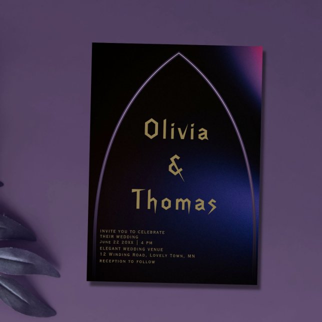 Gothic Arch Moody Modern Minimalist Script Wedding Invitation (Creator Uploaded)