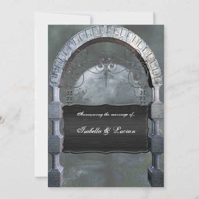 Gothic Arch Plaque Vampire Goth Wedding Invitation (Front)