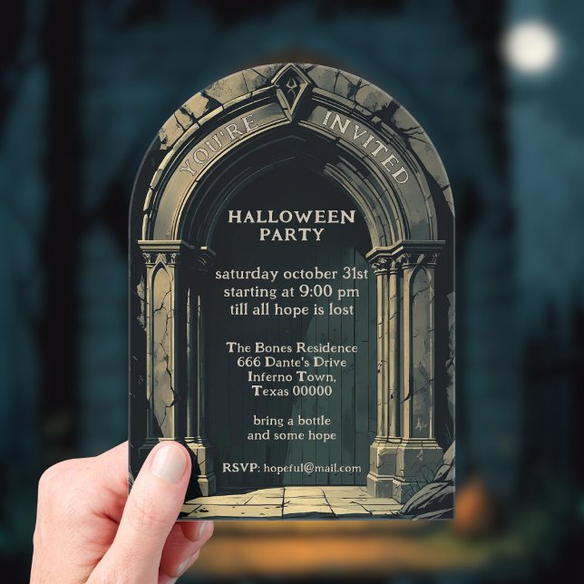 Gothic Archway Halloween Party Acrylic Invitations (For your gothic theme Halloween Party - just add your details)