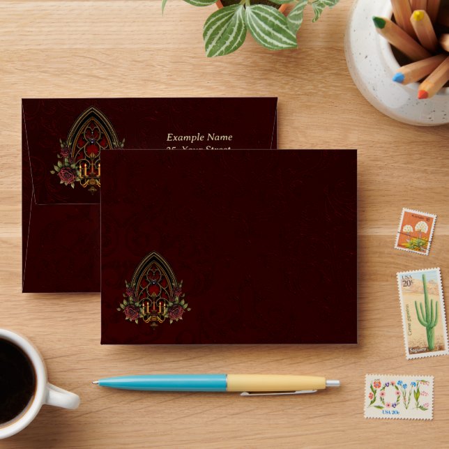 Gothic Archway with Skulls.  Envelope (Desk)
