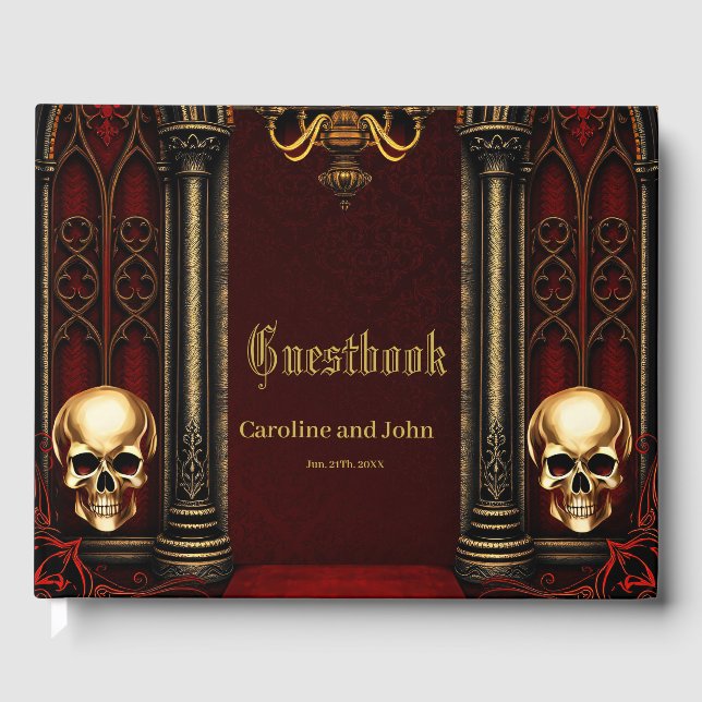 Gothic Archway with Skulls. Guest Book (Front)
