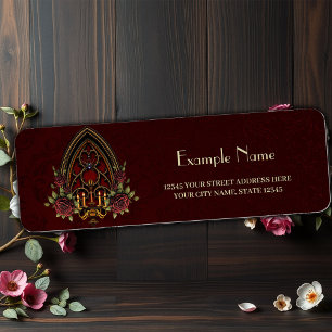 Gothic Archway with Skulls.  Return Address Label