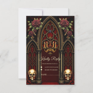 Gothic Archway with Skulls. RSVP Card