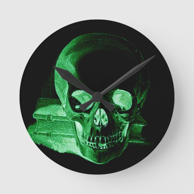 Gothic are Light Green vintage Skull Round Clock (Front)