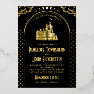 Gothic Art Deco Red Gold Castle Wedding