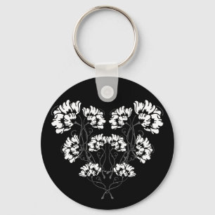 Gothic Art Nouveau Flower Heart Keychain
