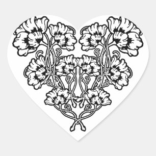 Gothic Art Nouveau Flower Heart Sticker