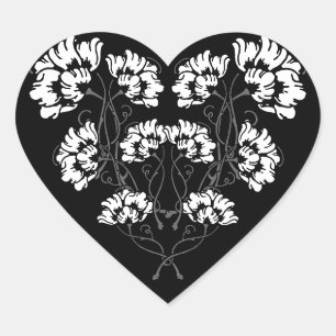 Gothic Art Nouveau Flower Heart Sticker
