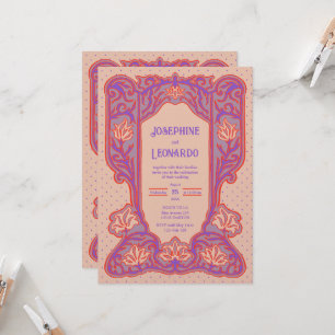 Gothic Art Nouveau - Purple & Blush Invitation