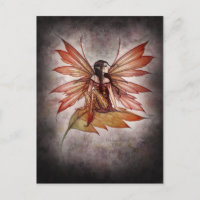 Gothic Autumn Fairy Art Postcard by Molly Harrison