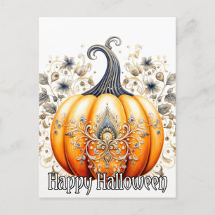 Gothic Autumn Pumpkin Illustration Postcard