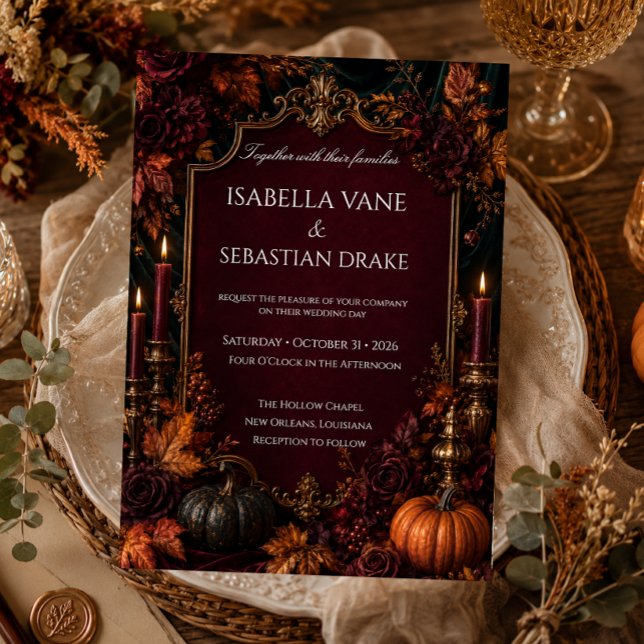 Gothic Autumn Pumpkin Wedding Invitation (Creator Uploaded)