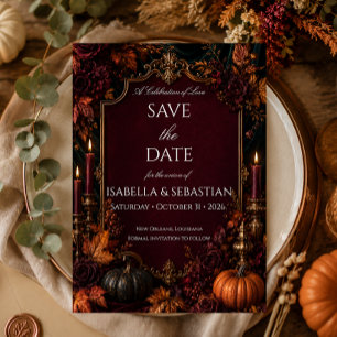 Gothic Autumn Pumpkin Wedding Save The Date